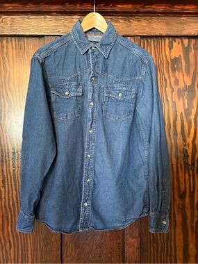 Classic Blue Denim Button-Down Shirt